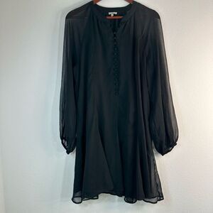 Joie Black Chiffon Balloon Sleeve Dress Womens Large Whimsygoth Glam Grunge
